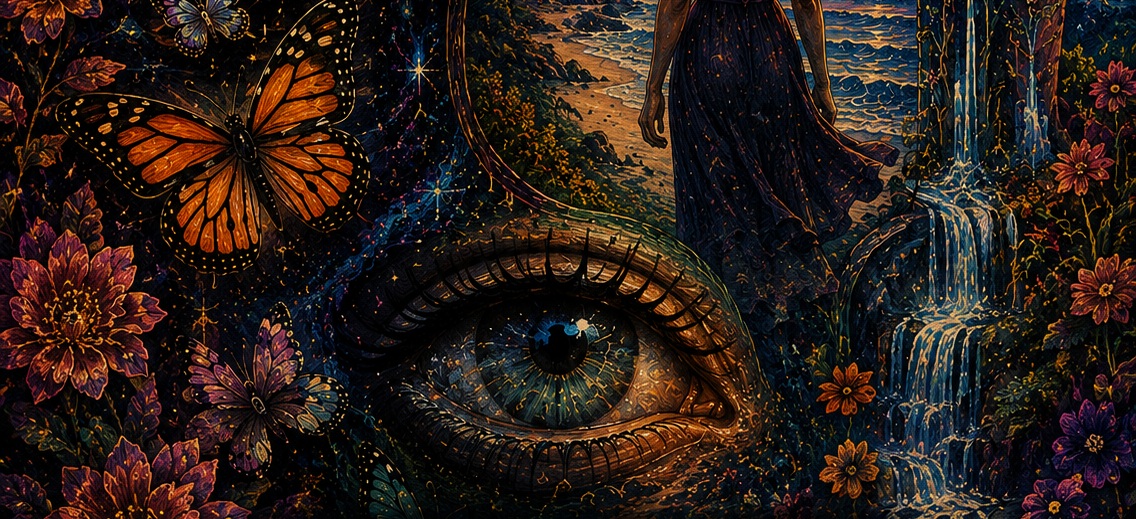 O céu e o oceano na pele dela